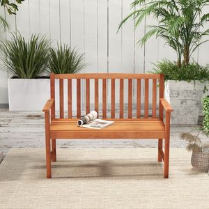 ม้านั่งไม้สำหรับลานบ้าน 2 ที่นั่ง พร้อมที่วางแขนและพนักพิง - Product Image 6