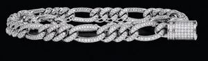 <b>Silver</b> Tone 18K Gold Plated Figaro Cuban Chain Necklace Iced Out Natural Zircon Link <b>Choker</b> for Party Unisex Brass Jewelry - Product Image 4