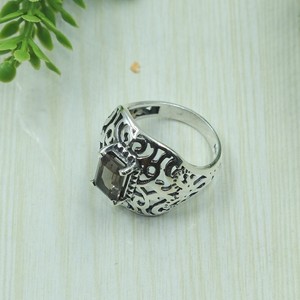 Smokey Quartz <b>Statement</b> <b>Ring</b> 925 Sterling Silver Handmade Vintage Filigree Wide Band Boho Men Women Jewelry Gift for Him Unisex - Product Image 6
