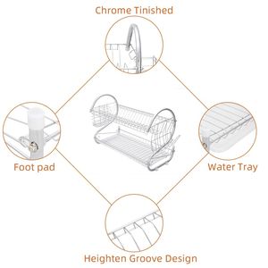 Collezione YS: Scolapiatti Multifunzionale a Forma di S, Doppio Strato per Ciotole, Piatti, Bacchette e Cucchiai, Rastrelliera Funzionale per Drenaggio - Product Image 4