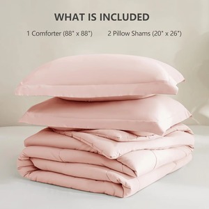Ensemble de couette rose écologique moderne personnalisable 3 pièces 1 couette 2 taies d'oreiller toutes saisons - Product Image 3