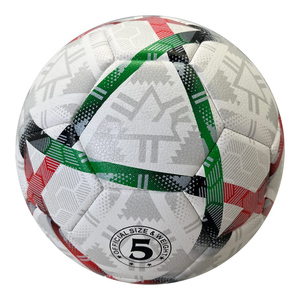 ลูกฟุตบอลเย็บด้วยเครื่องจักร ขนาด 5  แบบติดโลโก้ตามสั่ง  สำหรับผู้ใหญ่และเด็ก ฝึกซ้อม  ทำจากหนัง PU และ PVC - Product Image 1