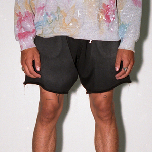 Pantalones Cortos Deportivos Casuales para Hombre, con Cordón, Lavado Ácido, Tejido de Punto, Cómodos, Estilo Vintage, Desgastados, Efecto Descolorido por el Sol, Ropa Urbana, 100% Poliéster - Product Image 3