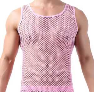 Men's <b>Mesh</b> Tank <b>Top</b> O-Neck Sleeveless Breathable Knitted Casual Hollow Out Design 100% Cotton Anti-Pilling 180g - Product Image 3