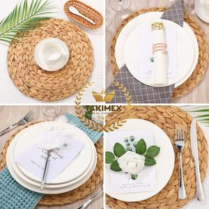 Juego de manteles individuales de jacinto de agua tejidos redondos naturales Alfombrilla de mesa de mimbre de diseño lindo para ocasiones de comedor al por mayor - Product Image 2