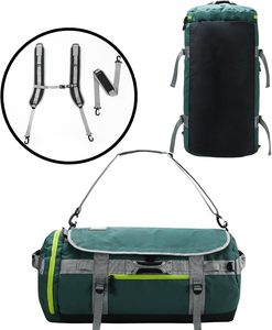 Sac à dos en nylon vert 50-70L avec bretelles réglables et poches latérales pour activités de plein air - Product Image 2