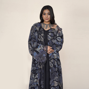 Abaya Holgada de Chifón con Lentejuelas, Silueta Fluida, Abertura Frontal, Manga Larga, Vestido Islámico Modesto para Mujer, Ramadán, Discoteca - Product Image 4