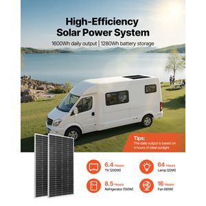 Kit solaire complet 400W 12V, 2 panneaux solaires monocristallins 200W, batterie LiFePO4 12.8V 100Ah, système d'énergie solaire 40A - Product Image 2