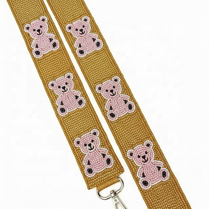 Rose Beaded Handmade Personalized Rectangular Shape Crimson Gold and <b>Silver</b> Cotton Base Sports Roll Tide Purse Strap. - Product Image 4