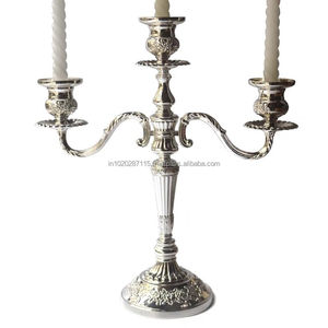 <b>Black</b> <b>polished</b> metal candelabra for home decor centerpiece and romantic dinner candlelight with classic design appeal - Product Image 6