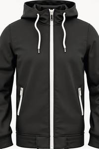 Sudadera con capucha completa para hombre, negra, con forro polar, corte regular, estilo casual urbano - Product Image 2