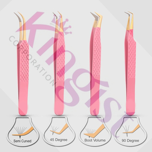 Super Product Top Quality Eyelash Extension Tweezer <b>Set</b> Purple powder Coated And Silver Tip And Card <b>Box</b> Packing <b>Set</b> - Product Image 3
