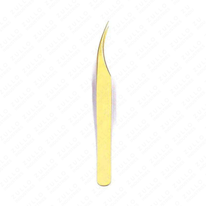 4 <b>Pc</b> Gold Stainless Steel Eyelash Tweezers <b>Set</b> with Fiber Tips Professional Precision Tools for Lash Extensions - Product Image 3