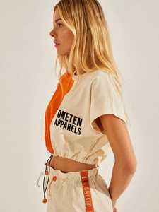 ONETEN APPARELS T-shirt court femme color block col rond manches courtes coupe ample avec logo - Product Image 2