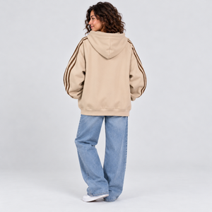 Custom Logo Hooded Sweatshirt Multi Stripe Full Zip Up Jacket Heavyweight <b>Fleece</b> <b>Women</b> Oversized <b>Top</b> Selling Streetwear Hoodie - Product Image 4