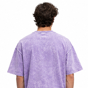 เสื้อยืดโอเวอร์ไซส์ผู้ชาย ผ้าฝ้าย 100% แขนสั้น คอกลม สตรีทแวร์ ลำลอง สวมใส่สบาย ล้างสีแบบแอซิดวอช - Product Image 5