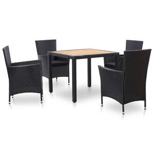 Ensembles de jardin noirs et naturels - Table et chaises pour l'extérieur - Product Image 1