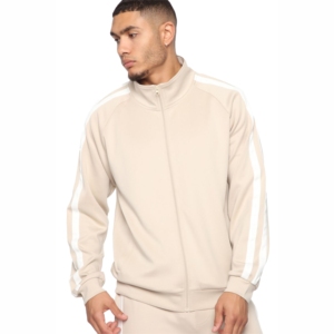 Conjunto deportivo informal de algodón grueso OEM, sudadera con capucha extragrande y pantalones deportivos, conjunto deportivo de alto rendimiento con rayas. - Product Image 6