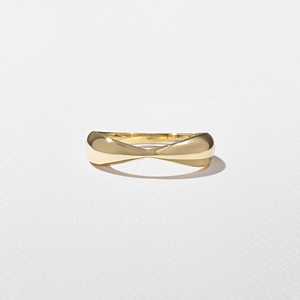 Center Pinched Wedding Band 10K 14k Solid Gold Modern Sculptural Minimalist Everyday Wear Unique Chunky Fine Jewelry Manufacture - Product Image 1
