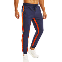 Pantalon de jogging pour homme en coton 100% - Nouveau modèle tendance - Rayures - 2 poches latérales avec fermeture éclair - Long cordon - Écologique - Vêtements de jogging pour garçon