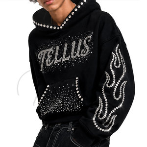 Sudadera con Capucha Personalizada para Hombre, con Pedrería, de Felpa, Corte Holgado, 100% Algodón, Transpirable y Cómoda, Estilo Urbano - Product Image 2