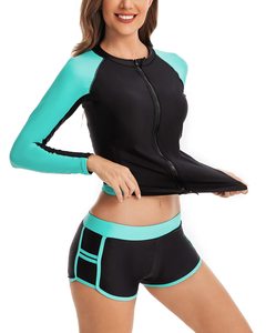 Haut de maillot de bain à manches longues à motif floral pour femme, protection solaire, fermeture éclair, idéal pour le surf – Vente en gros et personnalisation - Product Image 5