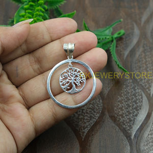 Collier pendentif rond vintage Arbre de Vie, fait main, bijou cadeau pour femme, pendentif Arbre, bijoux en argent 925 - Product Image 5