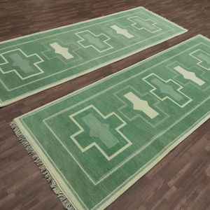 Luxury Soft Hand Knotted Runner Oushak <b>Rug</b>, 2.6x30 f Door Floral Wool Carpet Vintage Style Stair Area <b>Rug</b> Living Room Home Decor - Product Image 1