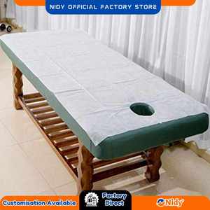 NIDY Disposable <b>Waterproof</b> Non Woven Gel <b>Bed</b> <b>Sheet</b> Spa Salon Wellness | Soft Breathable Hygienic Single Use Central Hole - Product Image 3