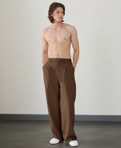 Pantalon décontracté plissé pour homme Aura Vintage, coupe ample style Old Money, jambe large, pour l'automne, coupe décontractée, pantalon de travail, bas de gamme de luxe - Product Image 3
