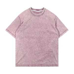 เสื้อยืดคอกลมแขนสั้นทรงโอเวอร์ไซส์สีคอรัลสำหรับผู้ชาย ผ้าคอตตอนเจอร์ซีย์สีพื้นลำลอง - Product Image 4