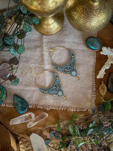 Pendientes Colgantes de Macramé Geométrico con Baño de Oro, Estilo Bohemia para Mujer, con Cuentas de Piedra Natural, Joyería para Uso Diario - Product Image 2