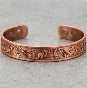 Pulsera Magnética de Cobre con Diseño de Hoja de Helecho, Brazalete Abierto, Joyería Metálica de Moda, Diseño Abierto, Detalles Exquisitos - Product Image 4