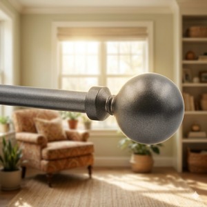 Juego de barras para cortinas con extremos de bola metálicos y soportes - Product Image 3