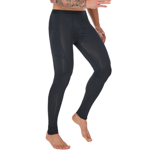 Men's Full Length <b>Compression</b> <b>Leggings</b> Solid Black Spandex Nylon Elastic Waist - Product Image 1