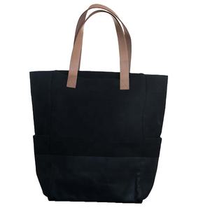 Sac fourre-tout en toile de coton noir de haute qualité Grand fourre-tout de plage écologique avec logo imprimé personnalisé - Product Image 1