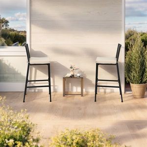 Moderne sedie da bar in 2 pezzi, struttura in metallo resistente, per interni ed esterni, resistente a tutte le condizioni atmosferiche, sedile in PU staccabile - Product Image 2