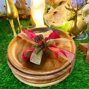 Plato Redondo Nórdico de Madera de Acacia al por Mayor, Ecológico, de Madera Maciza, para Servir Frutas, en Oferta, de Una Sola Pieza - Product Image 5