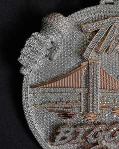 จี้เพชรโมอิสซาไนต์รูปต้นปาล์มแบบสั่งทำพิเศษ สร้อยคอแบบ Iced Out สำหรับผู้ชาย เงินแท้ 925 ชุบทองคำสีกุหลาบ - Product Image 2