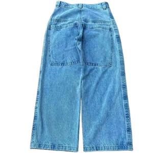 Jean ample personnalisé pour homme, coupe large, en denim respirant, style décontracté, avec logo brodé, streetwear - Product Image 3