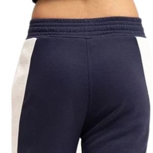 Women's Navy Blue and White Color Block <b>Wide</b> <b>Leg</b> Sweatpants Elastic Waist Casual <b>Lounge</b> <b>Pants</b> Relaxed Soft Comfortable - Product Image 4