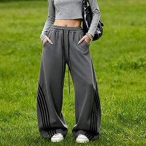 Grande Taille 150 kg Style Américain Coupe Ample Printemps-Été pour Femme avec Bande Latérale et Cordon de Serrage, Motif Lame Courbe à Trois Barres, pour la Danse - Product Image 4