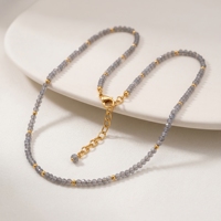 Collier en argent 925 plaqué or avec perles de labradorite, fait main, minimaliste, pour femme, cadeau de bijoux