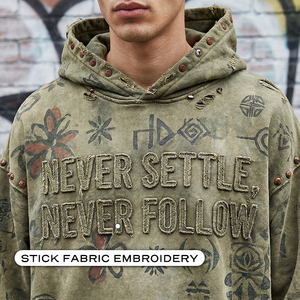 เสื้อฮู้ดดี้สไตล์วินเทจแบบทำสีซีด ย้อมสีแบบแอซิดวอช ผ้าคอตตอนหนานุ่ม ปักลาย 3 มิติ ทรงโอเวอร์ไซส์ สไตล์สตรีทแวร์ รุ่น 2026 - Product Image 3