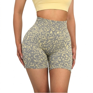 High Quality Women Custom Sublimation Printed Women <b>Athletic</b> Gym Shorts Leopard Print Breathable Quick Dry Fabric - Product Image 4