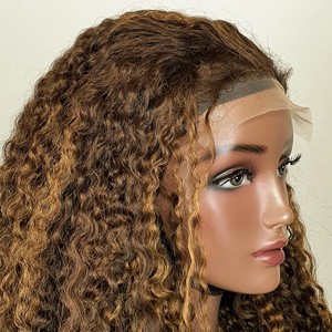 SDD 13x4 Long <b>Human</b> Hair Frontal P4/30 Highlight Color No Chemical Treated for Lace 300% Density Glueless Pixel Curls Full - Product Image 5
