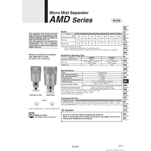 Modèle de séparateur de brouillard Micro SMC Pneumatics AMD350C-03B-T - Product Image 2