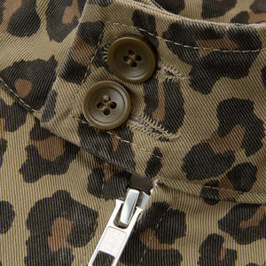 Men's Leopard Print <b>Racer</b> <b>Jacket</b> Stand Collar Zipper Closure Casual Windproof Polyester Autumn Wear Regular Fit - Product Image 4