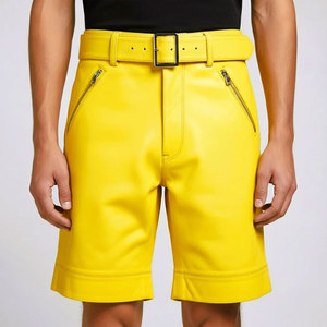 กางเกงขาสั้นหนังสไตล์สตรีทแวร์สำหรับผู้ชาย ไซส์ผู้ใหญ่ กางเกงออกกำลังกายแบบใหม่สั่งทำได้ ผลิตจากหนังแท้ 100% มีจำหน่ายแล้ว - Product Image 1