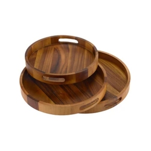 Plateau rond en bois le plus vendu pour revêtements décoratifs durables pour ottoman et base de rangement de clés unique pour entrée - Entrepôts - Product Image 1